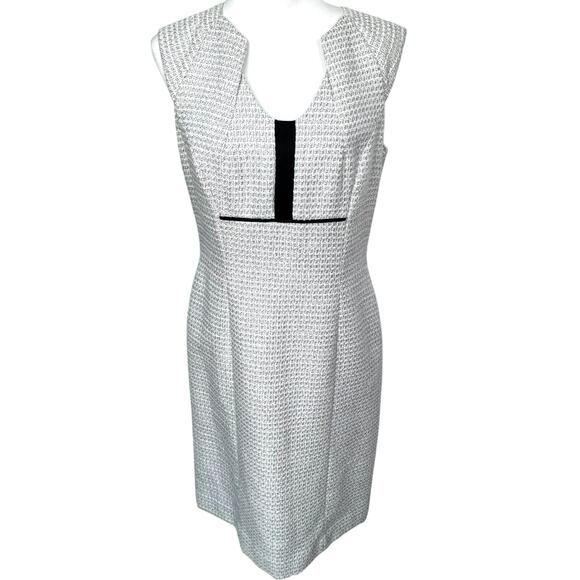ANTONIO MELANI Size 10 Midi Dress Silver Black Metallic Career Cocktail Modern - Picture 1 of 7